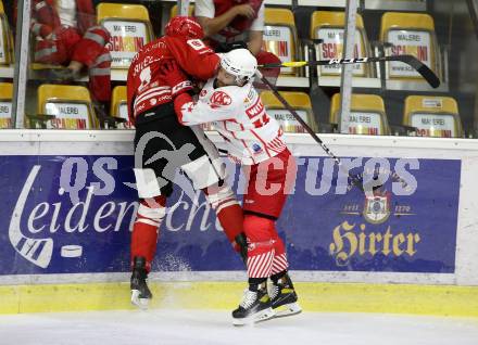 Eishockey Bundesliga Testspiel. EC KAC gegen HDD Jesenice.  Marcel Witting, (KAC),  Andrej Tavzelj  (Jesenice). Klagenfurt, am 4.9.2020.
Foto: Kuess
---
pressefotos, pressefotografie, kuess, qs, qspictures, sport, bild, bilder, bilddatenbank
