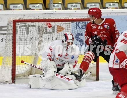 Eishockey Bundesliga Testspiel. EC KAC gegen HDD Jesenice. Sebastian Dahm,  (KAC), Jaka Sodja   (Jesenice). Klagenfurt, am 4.9.2020.
Foto: Kuess
---
pressefotos, pressefotografie, kuess, qs, qspictures, sport, bild, bilder, bilddatenbank