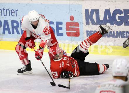 Eishockey Bundesliga Testspiel. EC KAC gegen HDD Jesenice.  Rok Ticar,  (KAC), Gasper Sersen  (Jesenice). Klagenfurt, am 4.9.2020.
Foto: Kuess
---
pressefotos, pressefotografie, kuess, qs, qspictures, sport, bild, bilder, bilddatenbank