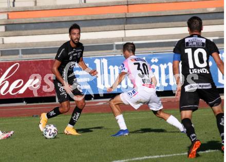 Fussball. Tipico Bundesliga. Testspiel.  RZ Pellets WAC gegen FC Juniors OOE. Eliel Peretz (WAC),  Fabian Benko (Juniors). Wolfsberg, am 5.9.2020.
Foto: Kuess
---
pressefotos, pressefotografie, kuess, qs, qspictures, sport, bild, bilder, bilddatenbank