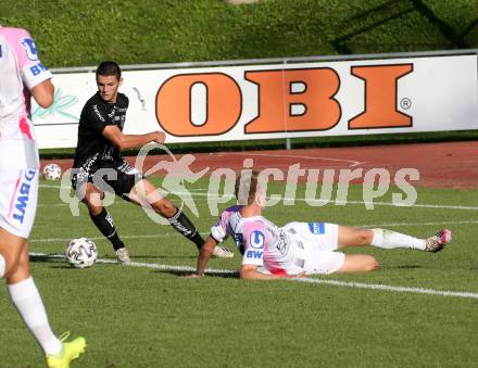 Fussball. Tipico Bundesliga. Testspiel.  RZ Pellets WAC gegen FC Juniors OOE. Dejan Joveljic (WAC),  Jan Boller  (Juniors). Wolfsberg, am 5.9.2020.
Foto: Kuess
---
pressefotos, pressefotografie, kuess, qs, qspictures, sport, bild, bilder, bilddatenbank