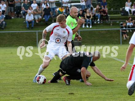 Fussball. Kaerntner Liga.  Bleiburg gegen Gmuend. Nikola Tolimir (Bleiburg),  Domenik Steiner (Gmuend). Bleiburg, am 5.9.2020.
Foto: Kuess
---
pressefotos, pressefotografie, kuess, qs, qspictures, sport, bild, bilder, bilddatenbank