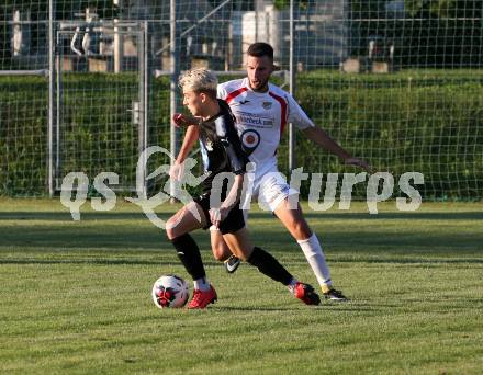 Fussball. Kaerntner Liga.  Bleiburg gegen Gmuend. Marcel Moertl (Bleiburg), Daniel Vasiljevic (Gmuend). Bleiburg, am 5.9.2020.
Foto: Kuess
---
pressefotos, pressefotografie, kuess, qs, qspictures, sport, bild, bilder, bilddatenbank