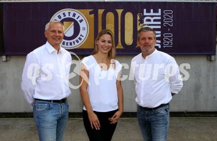 Fussball 2. Liga. SK Austria Klagenfurt. Harald Gaertner,  Vanessa Korb,  Matthias Imhof. Klagenfurt, am 11.9.2020.
Foto: Kuess
---
pressefotos, pressefotografie, kuess, qs, qspictures, sport, bild, bilder, bilddatenbank