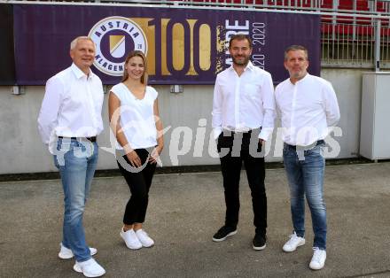 Fussball 2. Liga. SK Austria Klagenfurt. Harald Gaertner,  Vanessa Korb, Zeljko Karajica, Matthias Imhof. Klagenfurt, am 11.9.2020.
Foto: Kuess
---
pressefotos, pressefotografie, kuess, qs, qspictures, sport, bild, bilder, bilddatenbank