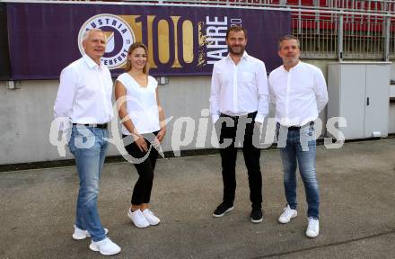 Fussball 2. Liga. SK Austria Klagenfurt. Harald Gaertner,  Vanessa Korb, Zeljko Karajica, Matthias Imhof. Klagenfurt, am 11.9.2020.
Foto: Kuess
---
pressefotos, pressefotografie, kuess, qs, qspictures, sport, bild, bilder, bilddatenbank