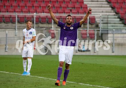 Fussball 2. Liga. SK Austria Klagenfurt gegen FC Blau Weiss Linz.  Torjubel Markus Pink (Klagenfurt). Klagenfurt, am 11.9.2020.
Foto: Kuess
www.qspictures.net
---
pressefotos, pressefotografie, kuess, qs, qspictures, sport, bild, bilder, bilddatenbank