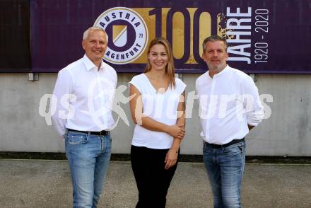 Fussball 2. Liga. SK Austria Klagenfurt. Harald Gaertner,  Vanessa Korb,  Matthias Imhof. Klagenfurt, am 11.9.2020.
Foto: Kuess
---
pressefotos, pressefotografie, kuess, qs, qspictures, sport, bild, bilder, bilddatenbank