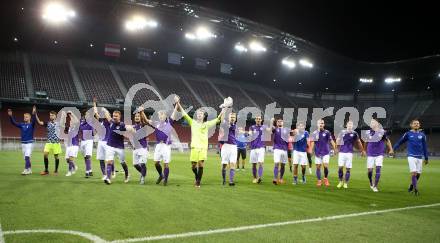Fussball 2. Liga. SK Austria Klagenfurt gegen FC Blau Weiss Linz.  Jubel (Klagenfurt). Klagenfurt, am 11.9.2020.
Foto: Kuess
www.qspictures.net
---
pressefotos, pressefotografie, kuess, qs, qspictures, sport, bild, bilder, bilddatenbank