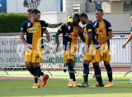 Fussball. Bundesliga. RZ Pellets WAC gegen FC Red Bull Salzburg.  Torjubel Mergim Berisha, Dominik Szoboszlai, Patson Daka, Noah Okafor, Antoine Bernede  (Salzburg). Wolfsberg, am 13.9.2020.
Foto: Kuess
www.qspictures.net

---
pressefotos, pressefotografie, kuess, qs, qspictures, sport, bild, bilder, bilddatenbank
