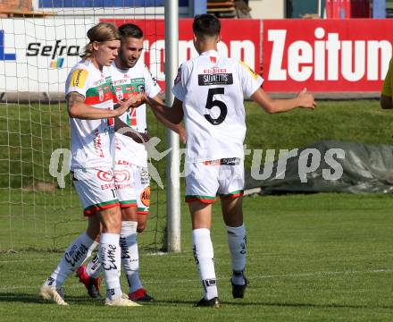 Fussball Regionalliga. WAC Amateure gegen Kalsdorf. Torjubel Marcel Holzer, Amar Hodzic,  Tarik Muharemovic (WAC). St. Andrae, am 12.9.2020.
Foto: Kuess
---
pressefotos, pressefotografie, kuess, qs, qspictures, sport, bild, bilder, bilddatenbank