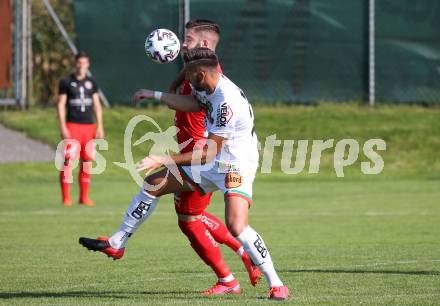 Fussball Regionalliga. WAC Amateure gegen Kalsdorf.  Amar Hodzic (WAC),   Erik Derk (Kalsdorf). St. Andrae, am 12.9.2020.
Foto: Kuess
---
pressefotos, pressefotografie, kuess, qs, qspictures, sport, bild, bilder, bilddatenbank