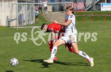Fussball Regionalliga. WAC Amateure gegen Kalsdorf. Marcel Holzer (WAC),   Tilen Ahec (Kalsdorf). St. Andrae, am 12.9.2020.
Foto: Kuess
---
pressefotos, pressefotografie, kuess, qs, qspictures, sport, bild, bilder, bilddatenbank