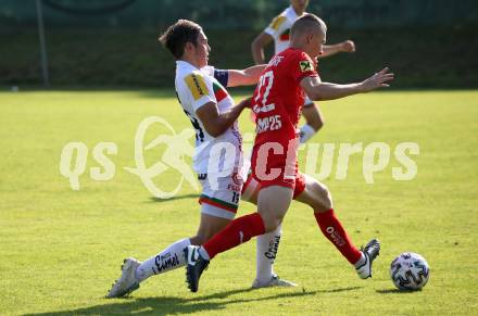 Fussball Regionalliga. WAC Amateure gegen Kalsdorf. Leo Vielgut (WAC),  Timotej Mate (Kalsdorf). St. Andrae, am 12.9.2020.
Foto: Kuess
---
pressefotos, pressefotografie, kuess, qs, qspictures, sport, bild, bilder, bilddatenbank