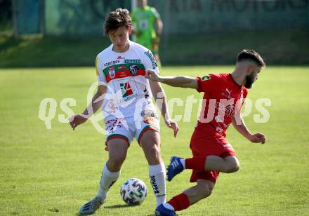 Fussball Regionalliga. WAC Amateure gegen Kalsdorf.  Josip Jelic (WAC),   Andre Muhr (Kalsdorf). St. Andrae, am 12.9.2020.
Foto: Kuess
---
pressefotos, pressefotografie, kuess, qs, qspictures, sport, bild, bilder, bilddatenbank