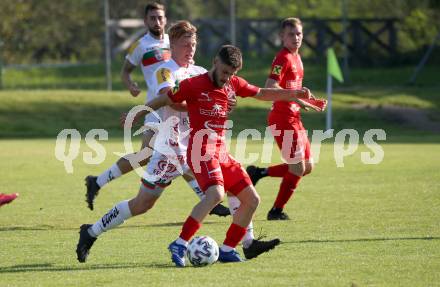 Fussball Regionalliga. WAC Amateure gegen Kalsdorf. Kai Lukas Stratznig  (WAC),  Andre Muhr (Kalsdorf). St. Andrae, am 12.9.2020.
Foto: Kuess
---
pressefotos, pressefotografie, kuess, qs, qspictures, sport, bild, bilder, bilddatenbank