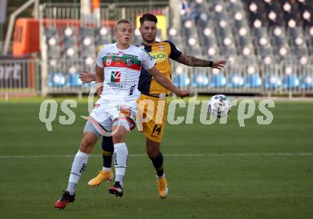 Fussball. Bundesliga. RZ Pellets WAC gegen FC Red Bull Salzburg. Sven Sprangler, (WAC),  Al Dominik Szoboszlai  (Salzburg). Wolfsberg, am 13.9.2020.
Foto: Kuess
www.qspictures.net

---
pressefotos, pressefotografie, kuess, qs, qspictures, sport, bild, bilder, bilddatenbank