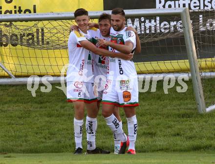 Fussball Regionalliga. WAC Amateure gegen Kalsdorf. Torjubel  Tarik Muharemovic, Leo Vielgut, Kai Lukas Stratznig (WAC). St. Andrae, am 12.9.2020.
Foto: Kuess
---
pressefotos, pressefotografie, kuess, qs, qspictures, sport, bild, bilder, bilddatenbank