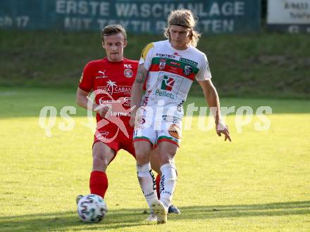 Fussball Regionalliga. WAC Amateure gegen Kalsdorf.  Marcel Holzer (WAC),   Marco Krammer (Kalsdorf). St. Andrae, am 12.9.2020.
Foto: Kuess
---
pressefotos, pressefotografie, kuess, qs, qspictures, sport, bild, bilder, bilddatenbank