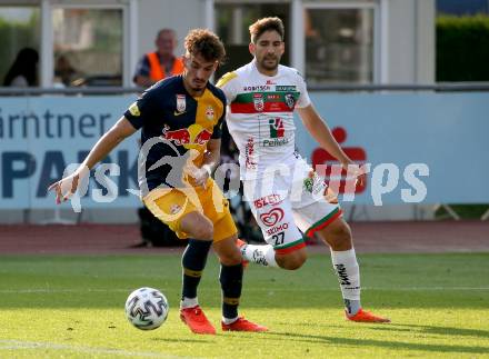 Fussball. Bundesliga. RZ Pellets WAC gegen FC Red Bull Salzburg. Michael Novak,  (WAC),  Mergim Berisha (Salzburg). Wolfsberg, am 13.9.2020.
Foto: Kuess
www.qspictures.net

---
pressefotos, pressefotografie, kuess, qs, qspictures, sport, bild, bilder, bilddatenbank
