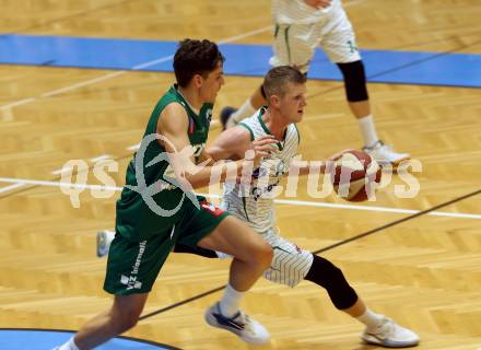 Basketball Austria Cup. KOS Celovec gegen Dornbirn Lions. Jernej Heine Andolsek (KOS Celovec), Filip Brajkovic  (Dornbirn). Klagenfurt, am 19.9.2020.
Foto: Kuess
www.qspictures.net

---
pressefotos, pressefotografie, kuess, qs, qspictures, sport, bild, bilder, bilddatenbank