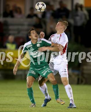 Fussball Kaerntner Liga. Lendorf gegen Gmuend.  Christian Kautz (Lendorf), Domenik Steiner  (Gmuend). Lendorf, am 19.9.2020.
Foto: Kuess
---
pressefotos, pressefotografie, kuess, qs, qspictures, sport, bild, bilder, bilddatenbank