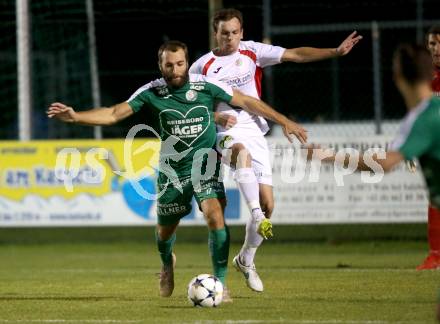 Fussball Kaerntner Liga. Lendorf gegen Gmuend. Mario Zagler (Lendorf),  Kevin Matthias Winkler (Gmuend). Lendorf, am 19.9.2020.
Foto: Kuess
---
pressefotos, pressefotografie, kuess, qs, qspictures, sport, bild, bilder, bilddatenbank