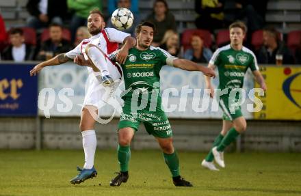 Fussball Kaerntner Liga. Lendorf gegen Gmuend. Julian Mataln (Lendorf),  Andreas Marco Allmayer (Gmuend). Lendorf, am 19.9.2020.
Foto: Kuess
---
pressefotos, pressefotografie, kuess, qs, qspictures, sport, bild, bilder, bilddatenbank