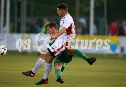 Fussball Kaerntner Liga. Lendorf gegen Gmuend. Alexander Kruse (Lendorf),  Philipp Straganz (Gmuend). Lendorf, am 19.9.2020.
Foto: Kuess
---
pressefotos, pressefotografie, kuess, qs, qspictures, sport, bild, bilder, bilddatenbank
