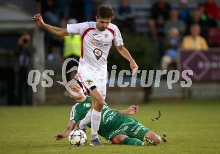 Fussball Kaerntner Liga. Lendorf gegen Gmuend. Dominik Heinrich Johann Obweger (Lendorf), Juro Kovacic (Gmuend). Lendorf, am 19.9.2020.
Foto: Kuess
---
pressefotos, pressefotografie, kuess, qs, qspictures, sport, bild, bilder, bilddatenbank
