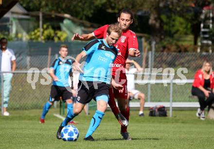 Fussball. Unterliga Ost. Gallizien gegen Grafenstein. David Tamegger  (Gallizien), Arnold Gross (Grafenstein). Gallizien, 20.9.2020.
Foto: Kuess
---
pressefotos, pressefotografie, kuess, qs, qspictures, sport, bild, bilder, bilddatenbank