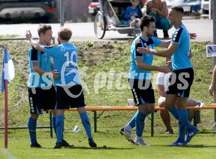 Fussball. Unterliga Ost. Gallizien gegen Grafenstein. Torjubel Raphael Markoutz,  David Tamegger,  Michael Gregoritsch, Tadej Tadic (Gallizien). Gallizien, 20.9.2020.
Foto: Kuess
---
pressefotos, pressefotografie, kuess, qs, qspictures, sport, bild, bilder, bilddatenbank