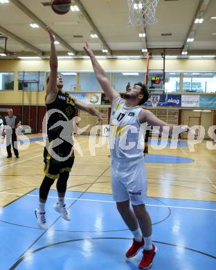 Basketball Austria Cup. Woerthersee Piraten gegen Fuerstenfeld Panthers.  Christof Gspandl (Piraten), Georg Wolf (Fuerstenfeld). Klagenfurt, am 20.9.2020.
Foto: Kuess
www.qspictures.net

---
pressefotos, pressefotografie, kuess, qs, qspictures, sport, bild, bilder, bilddatenbank
