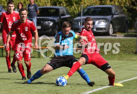 Fussball. Unterliga Ost. Gallizien gegen Grafenstein. Raphael Markoutz  (Gallizien), Matthias Vauce  (Grafenstein). Gallizien, 20.9.2020.
Foto: Kuess
---
pressefotos, pressefotografie, kuess, qs, qspictures, sport, bild, bilder, bilddatenbank