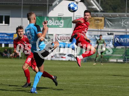 Fussball. Unterliga Ost. Gallizien gegen Grafenstein. Tadej Tadic (Gallizien),  Fabio Sebastian Miklautz (Grafenstein). Gallizien, 20.9.2020.
Foto: Kuess
---
pressefotos, pressefotografie, kuess, qs, qspictures, sport, bild, bilder, bilddatenbank