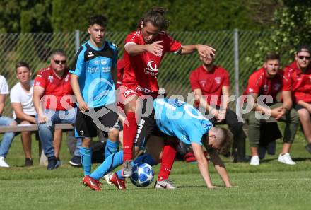 Fussball. Unterliga Ost. Gallizien gegen Grafenstein. Thomas Peterz (Gallizien),  Arnold Gross (Grafenstein). Gallizien, 20.9.2020.
Foto: Kuess
---
pressefotos, pressefotografie, kuess, qs, qspictures, sport, bild, bilder, bilddatenbank