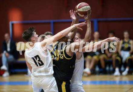 Basketball Austria Cup. Woerthersee Piraten gegen Fuerstenfeld Panthers.  Alexander Pirker,Jan-Arne Apschner (Piraten), David A. O. Akibo (Fuerstenfeld). Klagenfurt, am 20.9.2020.
Foto: Kuess
www.qspictures.net

---
pressefotos, pressefotografie, kuess, qs, qspictures, sport, bild, bilder, bilddatenbank