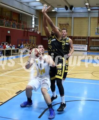 Basketball Austria Cup. Woerthersee Piraten gegen Fuerstenfeld Panthers.  Andreas Nuck (Piraten), David A. O. Akibo (Fuerstenfeld). Klagenfurt, am 20.9.2020.
Foto: Kuess
www.qspictures.net

---
pressefotos, pressefotografie, kuess, qs, qspictures, sport, bild, bilder, bilddatenbank