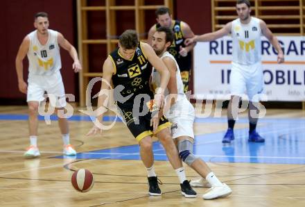 Basketball Austria Cup. Woerthersee Piraten gegen Fuerstenfeld Panthers.  Alen Repac (Piraten), Roland Reinelt (Fuerstenfeld). Klagenfurt, am 20.9.2020.
Foto: Kuess
www.qspictures.net

---
pressefotos, pressefotografie, kuess, qs, qspictures, sport, bild, bilder, bilddatenbank