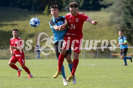 Fussball. Unterliga Ost. Gallizien gegen Grafenstein. Nico Sorger (Gallizien),  Manuel Ruttnig (Grafenstein). Gallizien, 20.9.2020.
Foto: Kuess
---
pressefotos, pressefotografie, kuess, qs, qspictures, sport, bild, bilder, bilddatenbank