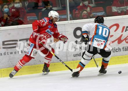 EBEL. Eishockey Bundesliga. KAC gegen	EHC Linz. Geier Manuel (KAC), Dorion Marc-Andre  (Linz). Klagenfurt, am 25.9.2020.
Foto: Kuess
www.qspictures.net

---
pressefotos, pressefotografie, kuess, qs, qspictures, sport, bild, bilder, bilddatenbank