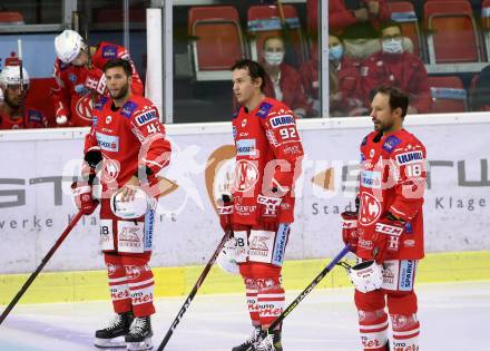 EBEL. Eishockey Bundesliga. KAC gegen	EHC Linz. Ticar Rok, Ticar Rok, Koch Thomas (KAC). Klagenfurt, am 25.9.2020.
Foto: Kuess
www.qspictures.net

---
pressefotos, pressefotografie, kuess, qs, qspictures, sport, bild, bilder, bilddatenbank