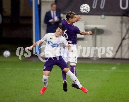 Fussball 2. Liga. SK Austria Klagenfurt gegen Young Violets Austria Wien.  Maximiliano Moreira Romero,  (Klagenfurt), Facundo Perdomo Marmol (Wien). Klagenfurt, am 25.9.2020.
Foto: Kuess
www.qspictures.net
---
pressefotos, pressefotografie, kuess, qs, qspictures, sport, bild, bilder, bilddatenbank
