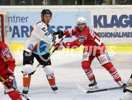EBEL. Eishockey Bundesliga. KAC gegen	EHC Linz. Bischofberger Johannes (KAC), Kragl Gerd  (Linz). Klagenfurt, am 25.9.2020.
Foto: Kuess
www.qspictures.net

---
pressefotos, pressefotografie, kuess, qs, qspictures, sport, bild, bilder, bilddatenbank