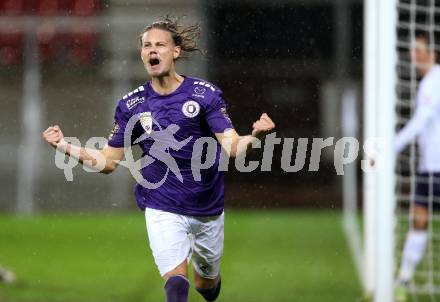 Fussball 2. Liga. SK Austria Klagenfurt gegen Young Violets Austria Wien.  Torjubel Patrick Greil (Klagenfurt). Klagenfurt, am 25.9.2020.
Foto: Kuess
www.qspictures.net
---
pressefotos, pressefotografie, kuess, qs, qspictures, sport, bild, bilder, bilddatenbank