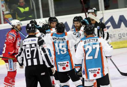 EBEL. Eishockey Bundesliga. KAC gegen	EHC Linz. Torjubel (Linz). Klagenfurt, am 25.9.2020.
Foto: Kuess
www.qspictures.net

---
pressefotos, pressefotografie, kuess, qs, qspictures, sport, bild, bilder, bilddatenbank