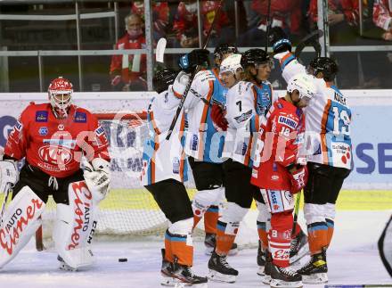 EBEL. Eishockey Bundesliga. KAC gegen	EHC Linz.  Torjubel   (Linz). Klagenfurt, am 25.9.2020.
Foto: Kuess
www.qspictures.net

---
pressefotos, pressefotografie, kuess, qs, qspictures, sport, bild, bilder, bilddatenbank