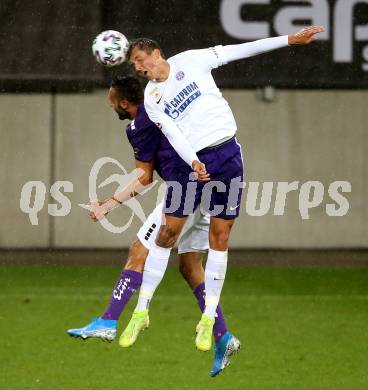 Fussball 2. Liga. SK Austria Klagenfurt gegen Young Violets Austria Wien.  Markus Pink, (Klagenfurt),Johannes Handl   (Wien). Klagenfurt, am 25.9.2020.
Foto: Kuess
www.qspictures.net
---
pressefotos, pressefotografie, kuess, qs, qspictures, sport, bild, bilder, bilddatenbank