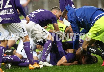 Fussball 2. Liga. SK Austria Klagenfurt gegen Young Violets Austria Wien.  Torjubel Darijo Pecirep (Klagenfurt). Klagenfurt, am 25.9.2020.
Foto: Kuess
www.qspictures.net
---
pressefotos, pressefotografie, kuess, qs, qspictures, sport, bild, bilder, bilddatenbank