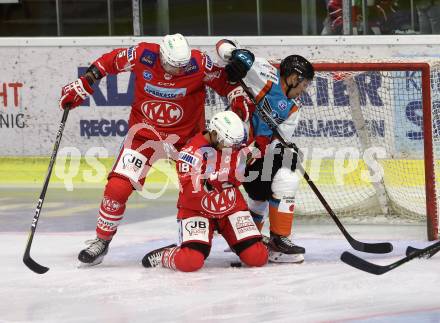 EBEL. Eishockey Bundesliga. KAC gegen	EHC Linz. 	Gregorc Blaz, Koch Thomas  (KAC), Hytonen Juha-Pekka  (Linz). Klagenfurt, am 25.9.2020.
Foto: Kuess
www.qspictures.net

---
pressefotos, pressefotografie, kuess, qs, qspictures, sport, bild, bilder, bilddatenbank